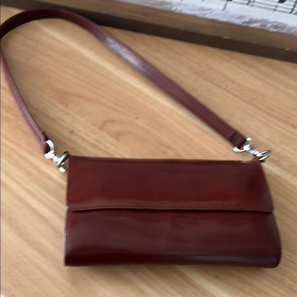 HOBO Burgundy Leather Crossbody Clutch